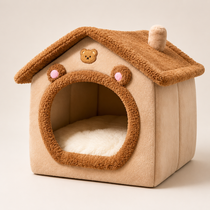Cozy Indoor Pet House – Warm, Enclosed Hideaway Bed for Cats & Small Dogs