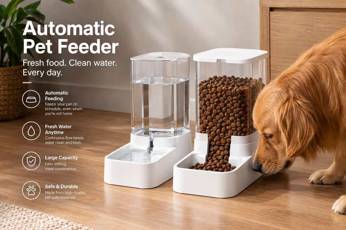 Dog Feeding & Water Station – Double Bowl Stand for Food & Water