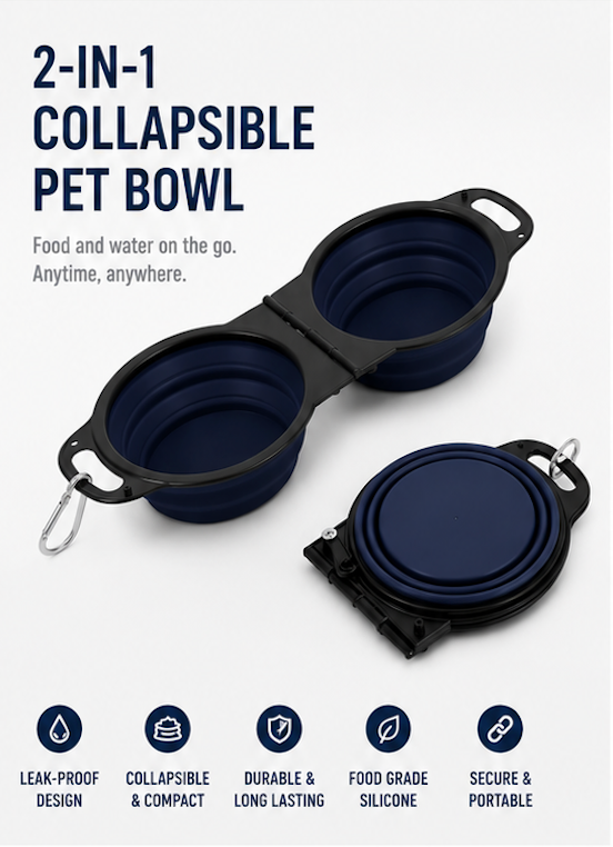 Portable Collapsible Pet Bowls for Dogs & Cats – Foldable, Lightweight Travel Bowl