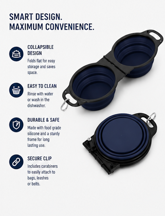 Portable Collapsible Pet Bowls for Dogs & Cats – Foldable, Lightweight Travel Bowl