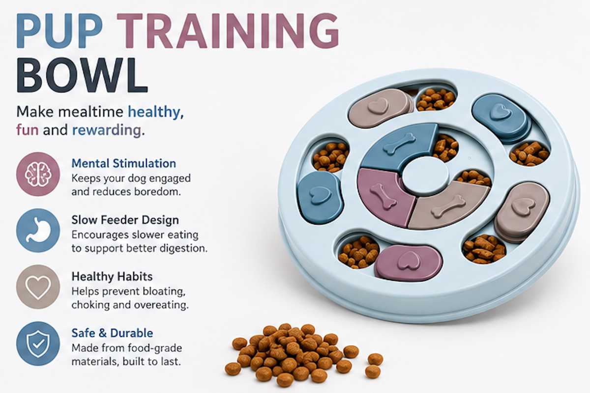Pup Training Bowl – Slow Feeder & Portion Control Dog Bowl for Puppies