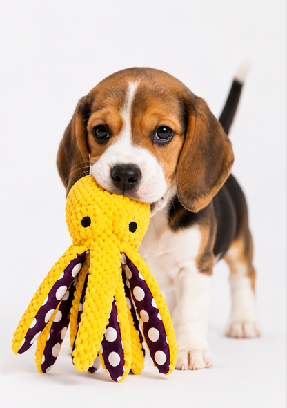 Plush Octopus Dog Toy – Soft, Squeaky Chew Toy for Dogs & Puppies