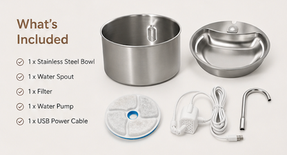 Stainless Steel Cat Water Fountain – Silent Pump, Filtered Drinking Fountain for Cats