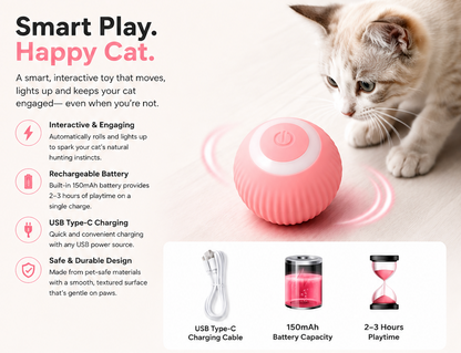Interactive Cat Ball Toy – Automatic Rolling Ball for Indoor Cat Enrichment