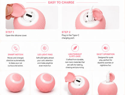Interactive Cat Ball Toy – Automatic Rolling Ball for Indoor Cat Enrichment
