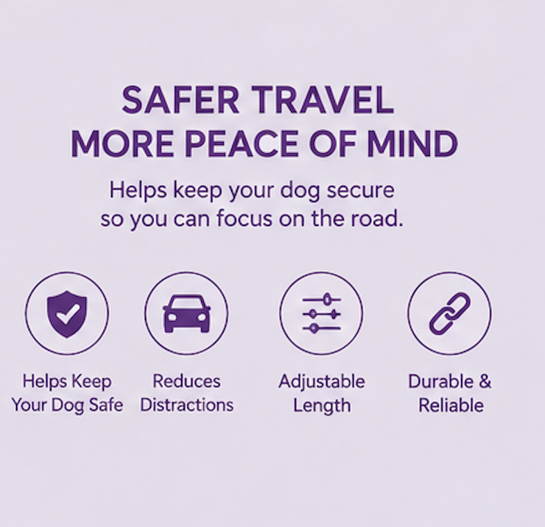 Dog Car Seat Belt – Adjustable Safety Harness for Dogs in Vehicles
