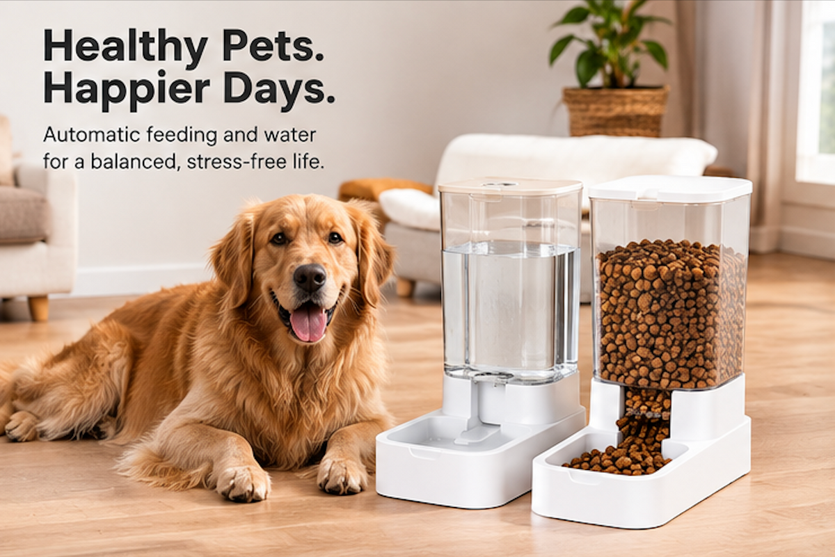 Dog Feeding & Water Station – Double Bowl Stand for Food & Water